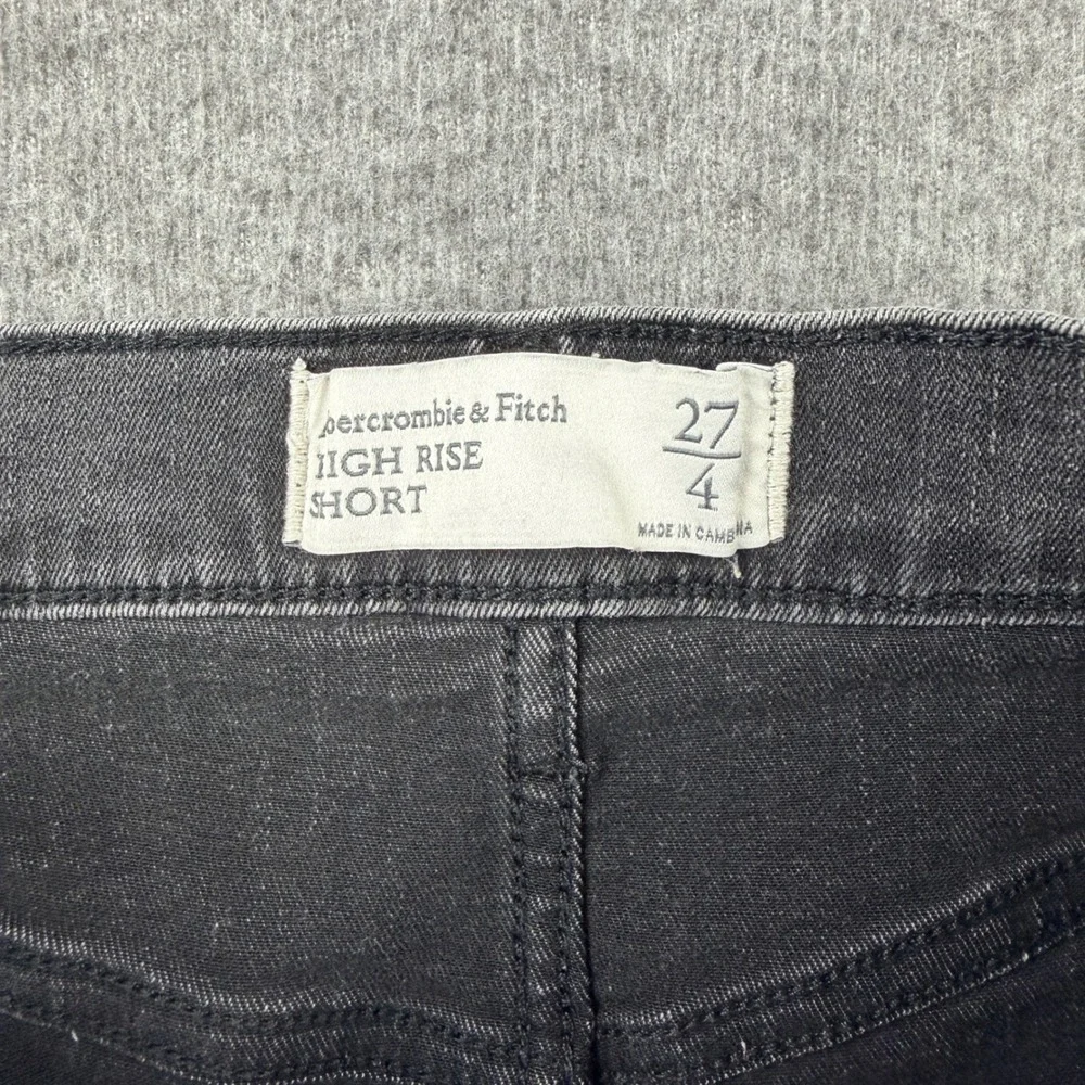 Abercrombie‎ & Fitch Women's 27 High Rise Distressed Denim Shorts Black Frayed